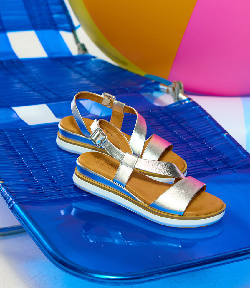 SHONA Asymmetrical Sandal on Unit in Silver