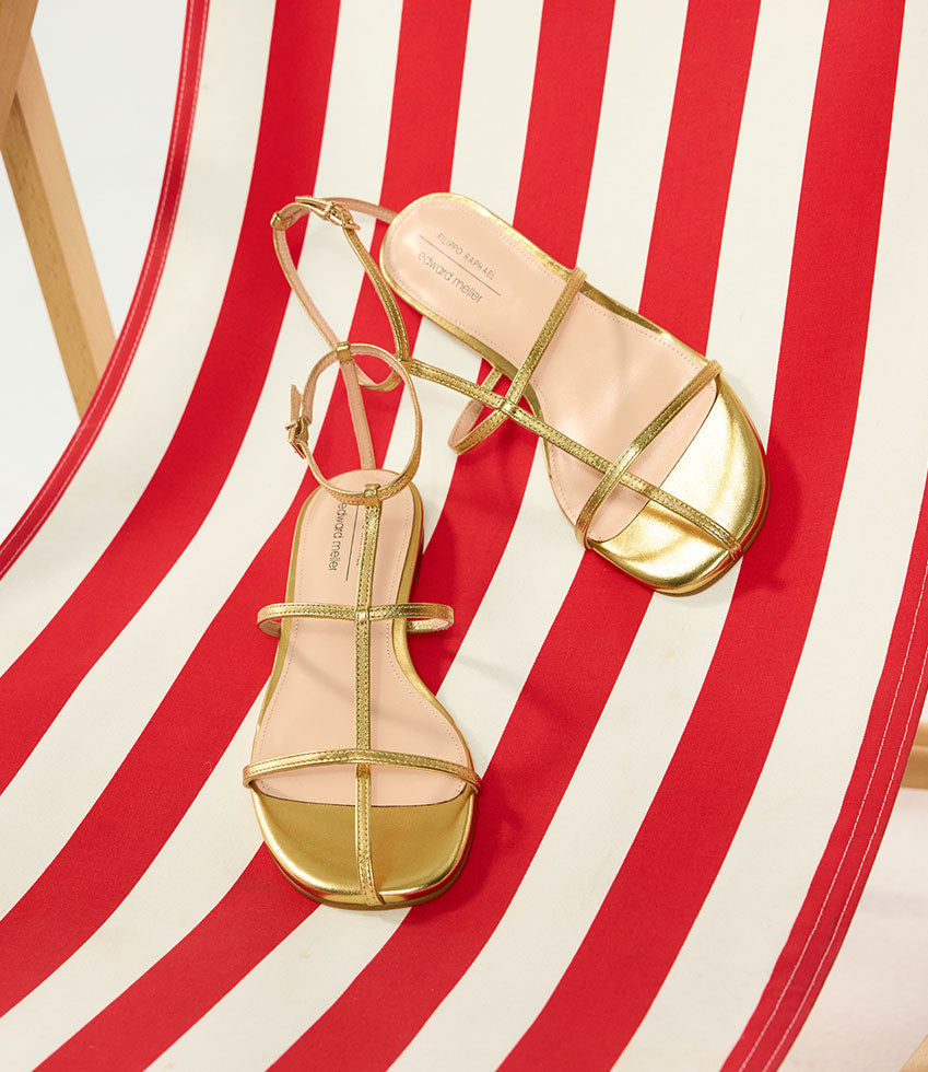 SOLACE Fine Strap Sandal in Aged Gold