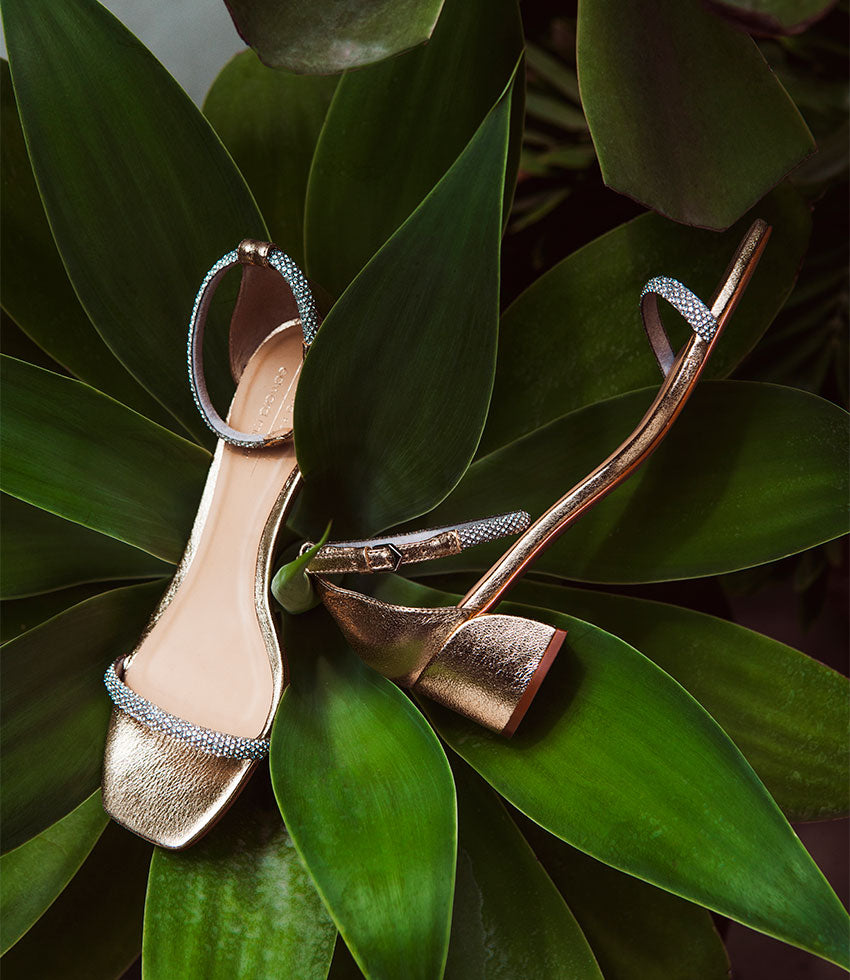 STELLAR50 Crystal Strappy Sandal in Gold - Edward Meller