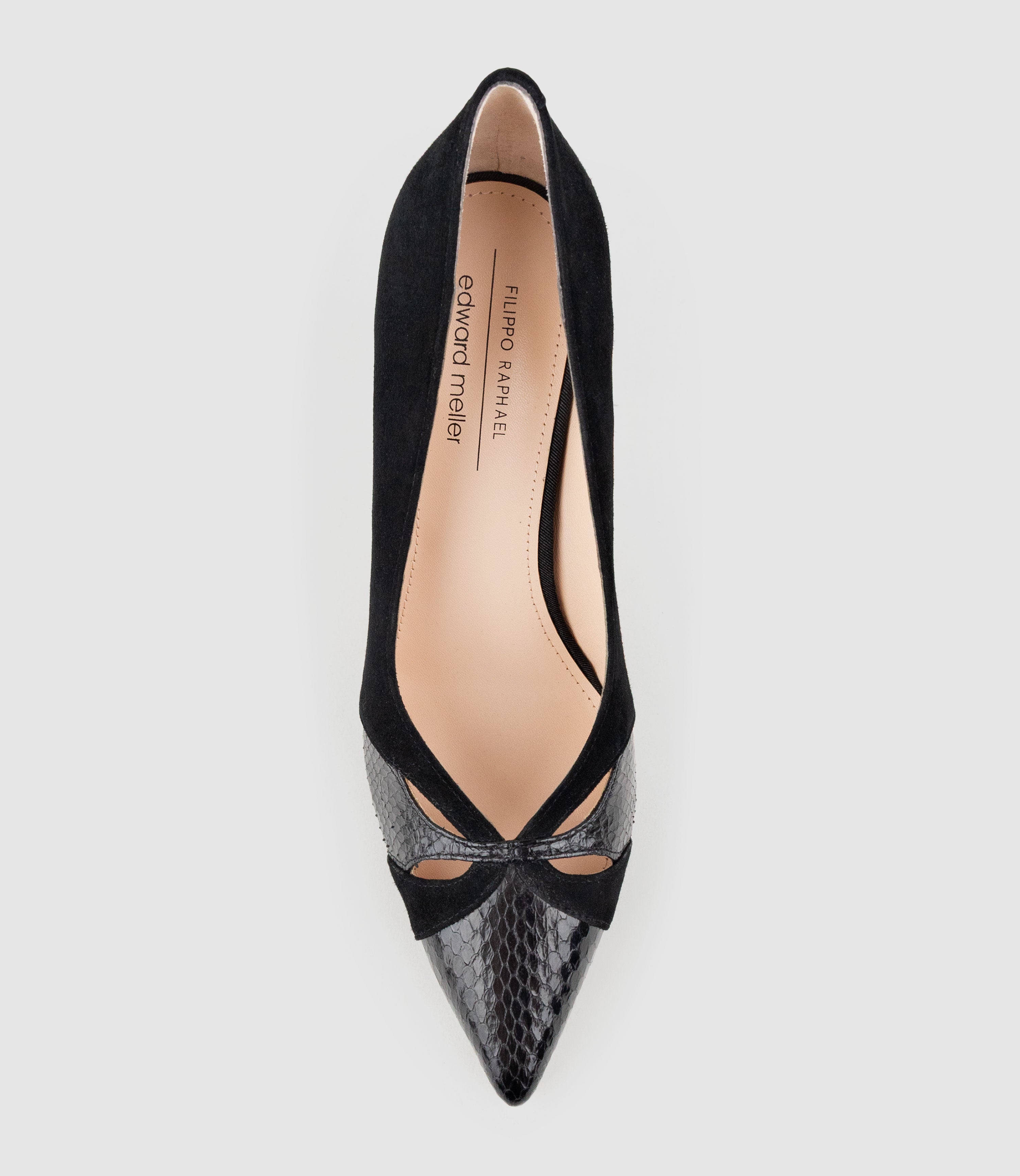 ABIGAIL100 Combination Stiletto Pump in Black Suede - Edward Meller
