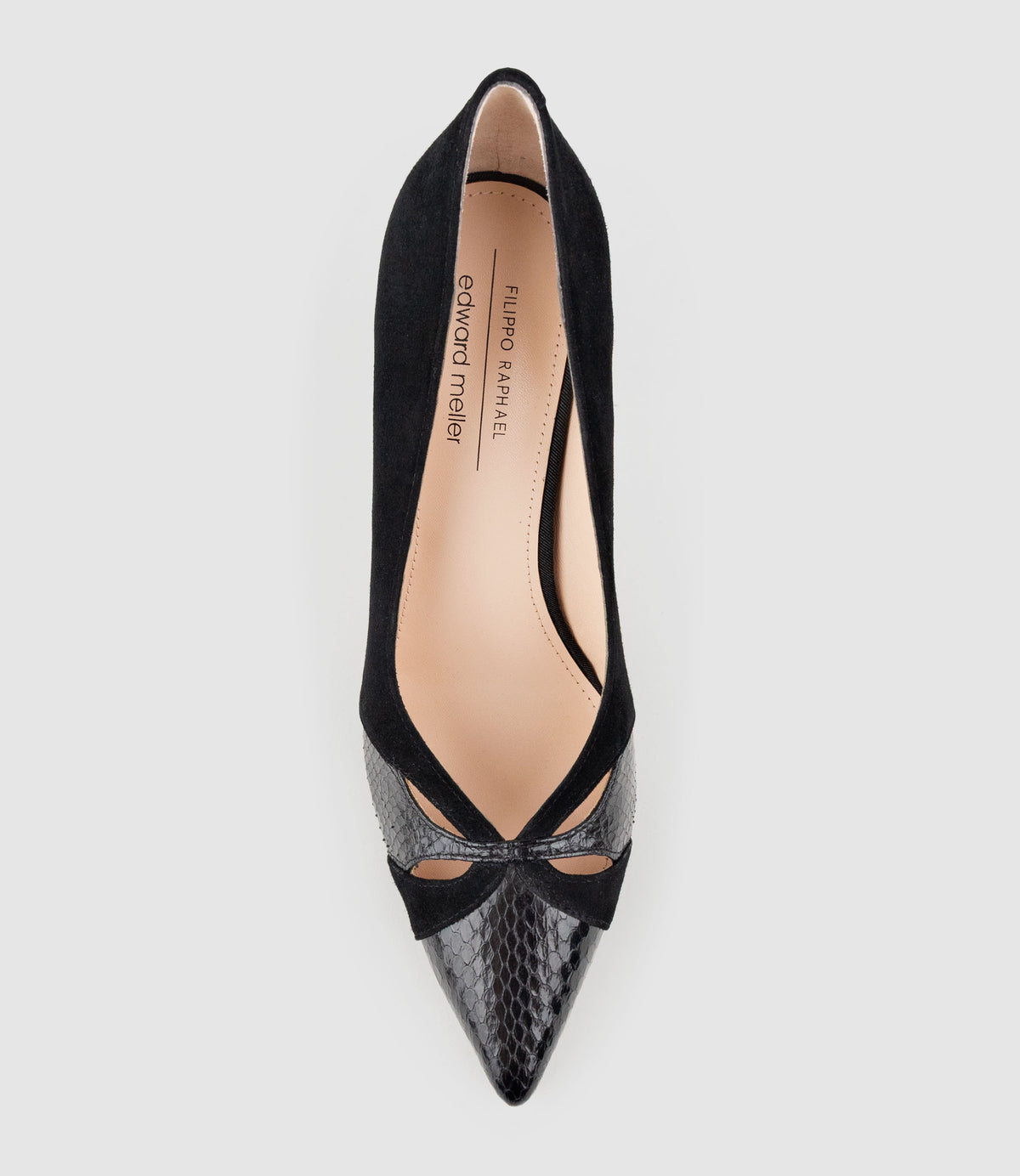 ABIGAIL100 Combination Stiletto Pump in Black Suede - Edward Meller