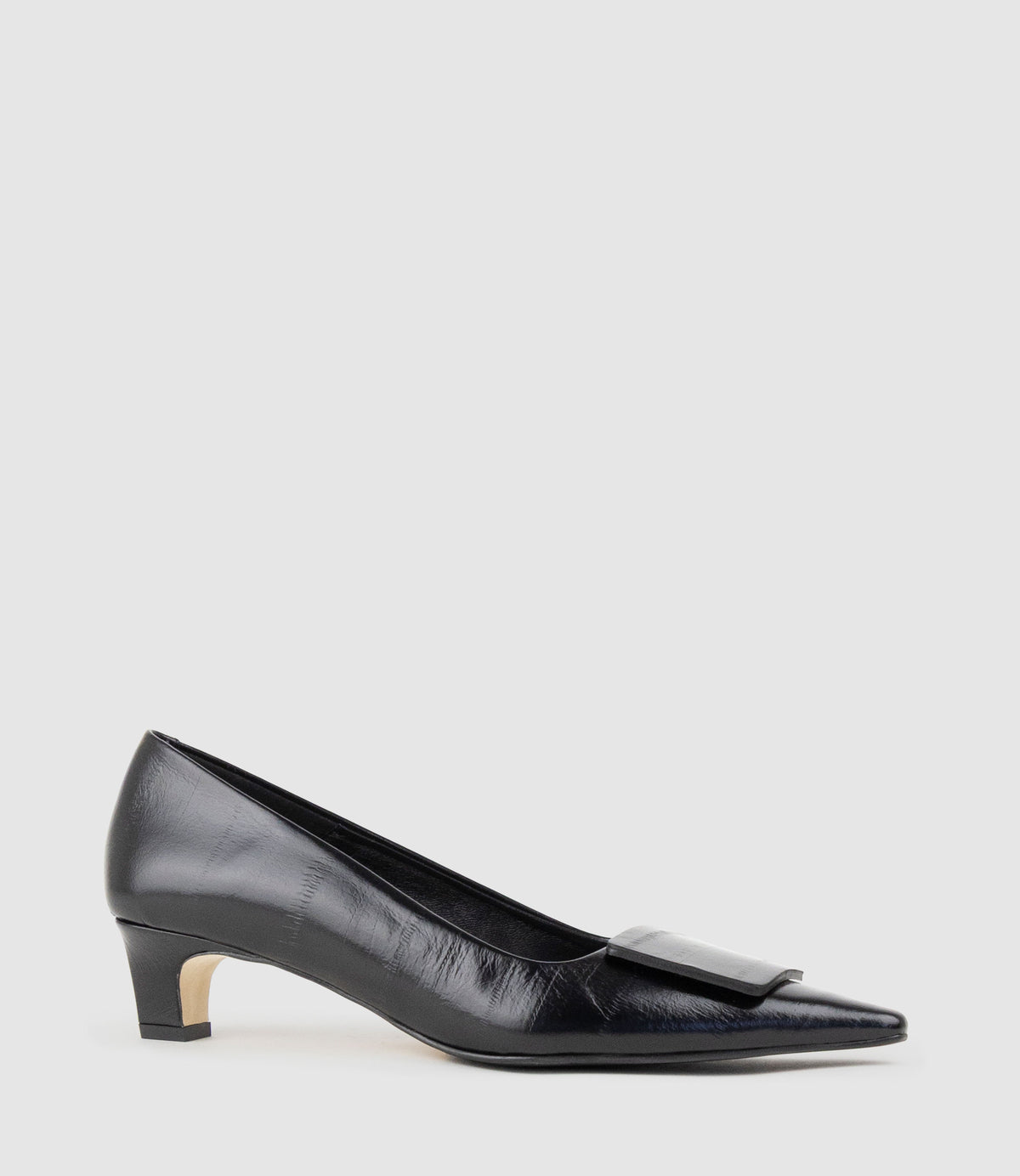 ADELE40 Pump with Square Ornament in Black Eel