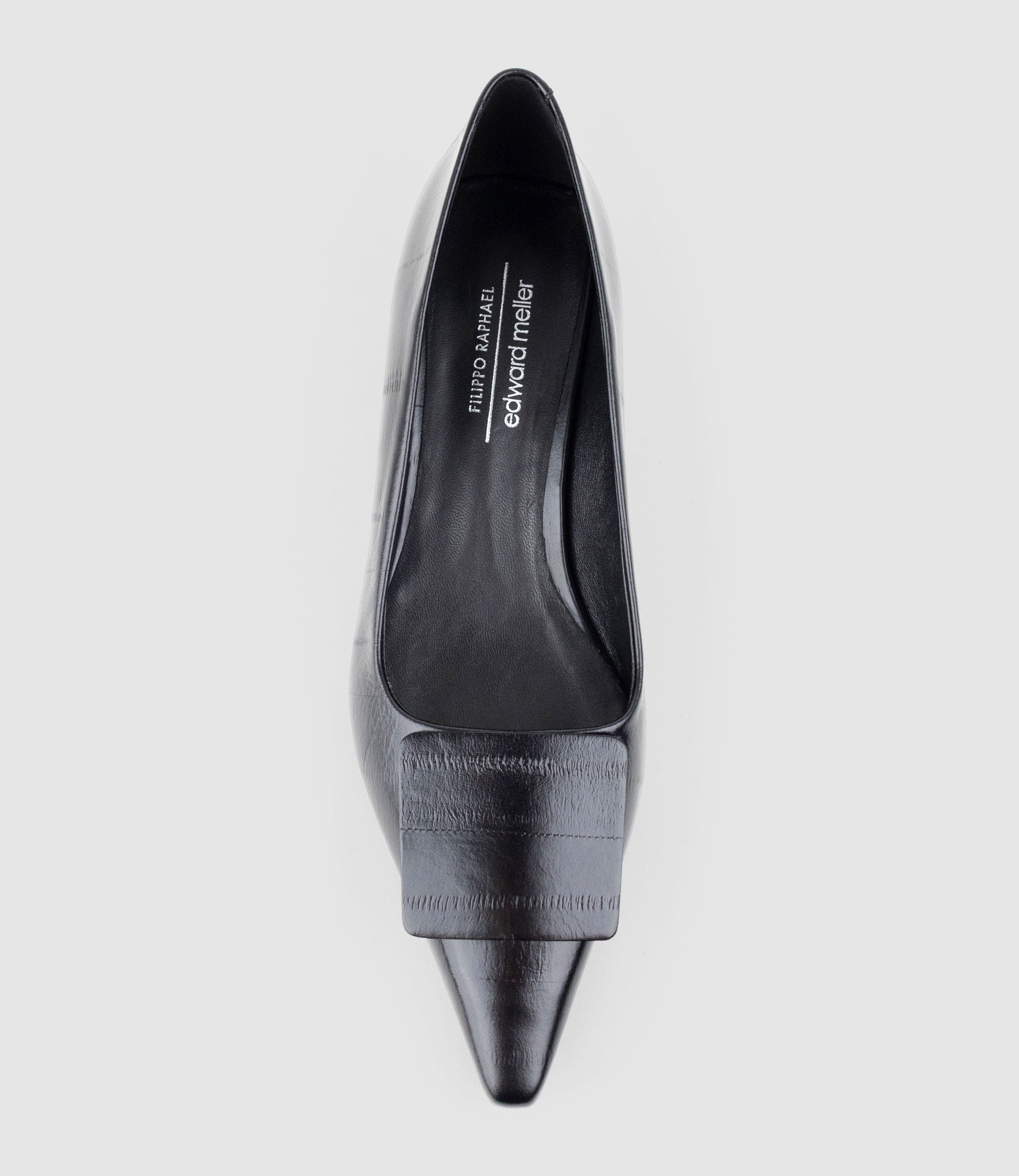 ADELE40 Pump with Square Ornament in Black Eel