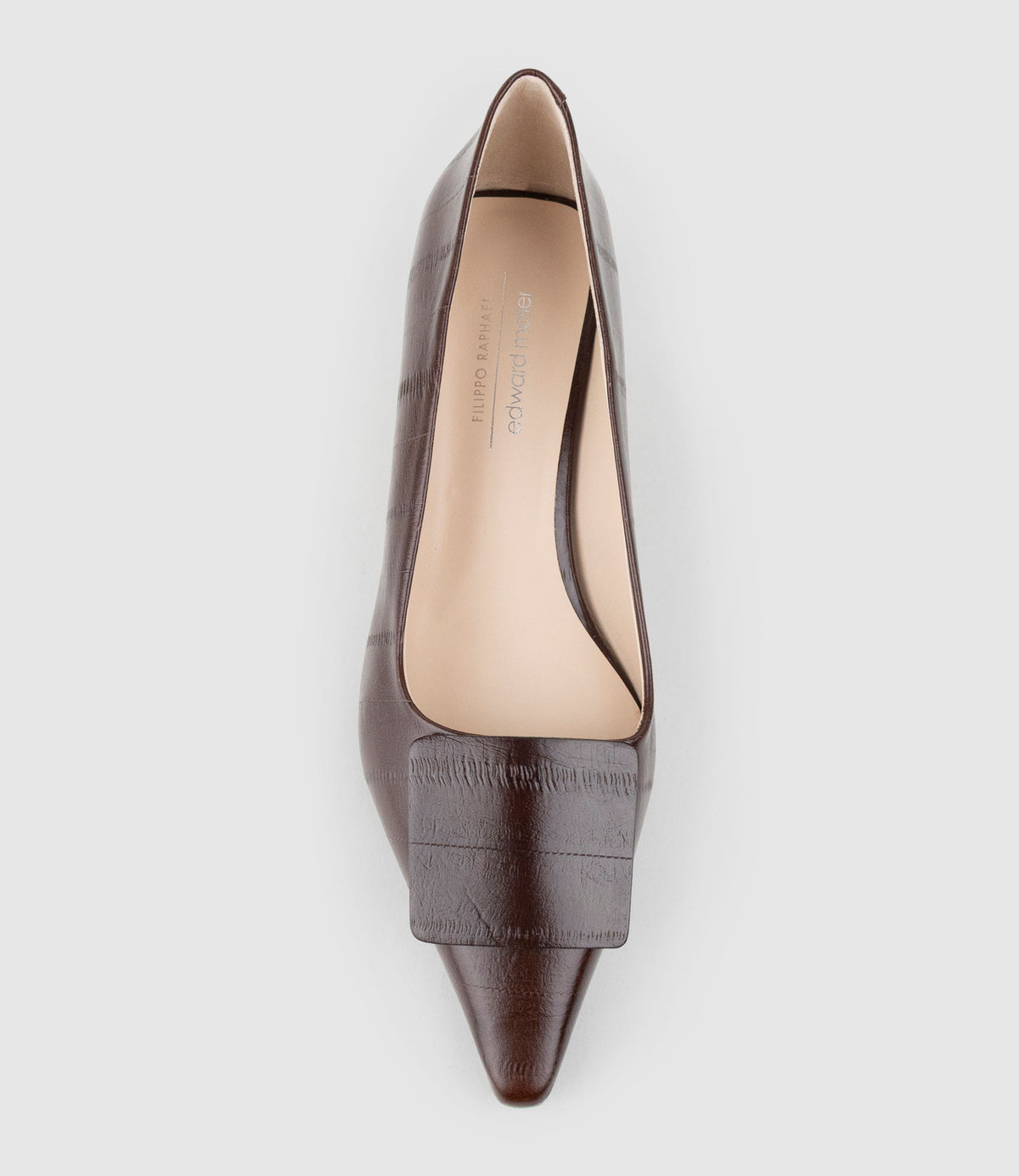 ADELE40 Pump with Square Ornament in Chocolate Eel