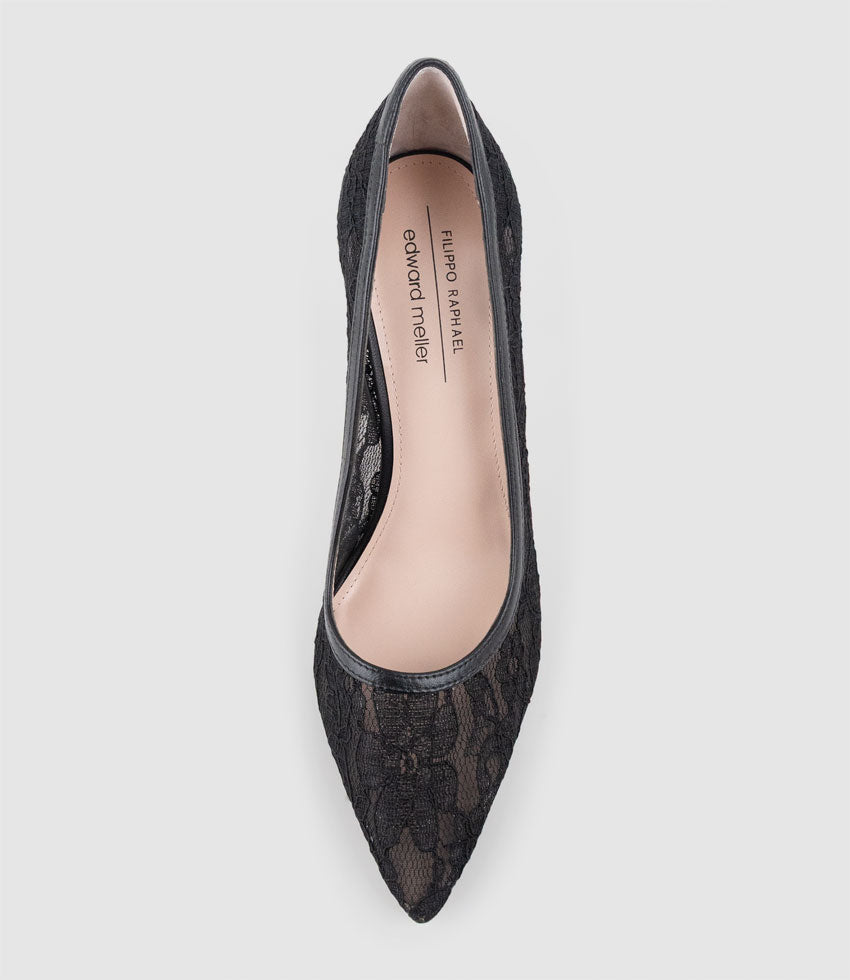 AILEEN100 Lace Stiletto Pump in White - Edward Meller