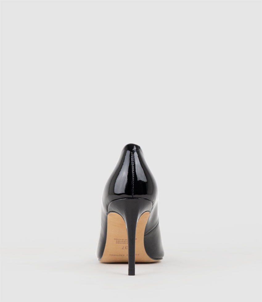 AISHA85 Pointed Pump in Black Patent - Edward Meller