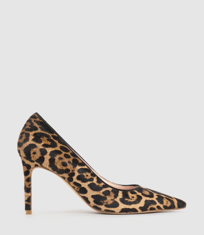 AISHA85 Pointed Pump in Leopard Calf Hair - Edward Meller