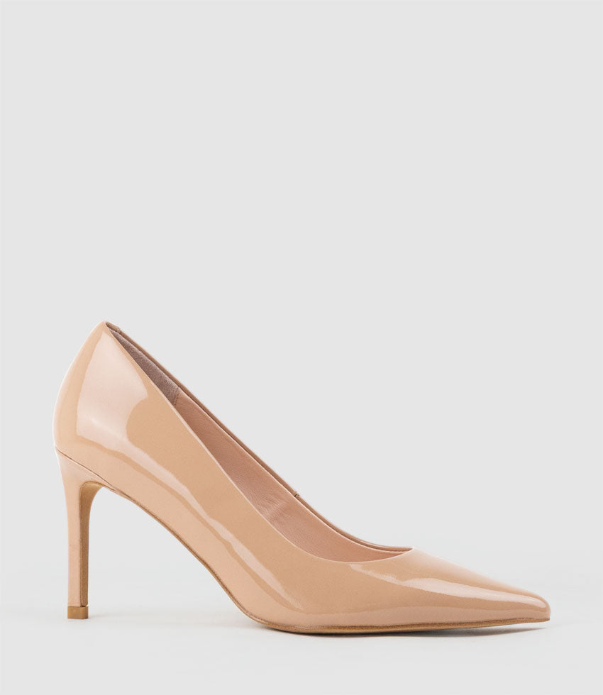 AISHA85 Pointed Pump in Nude Patent - Edward Meller