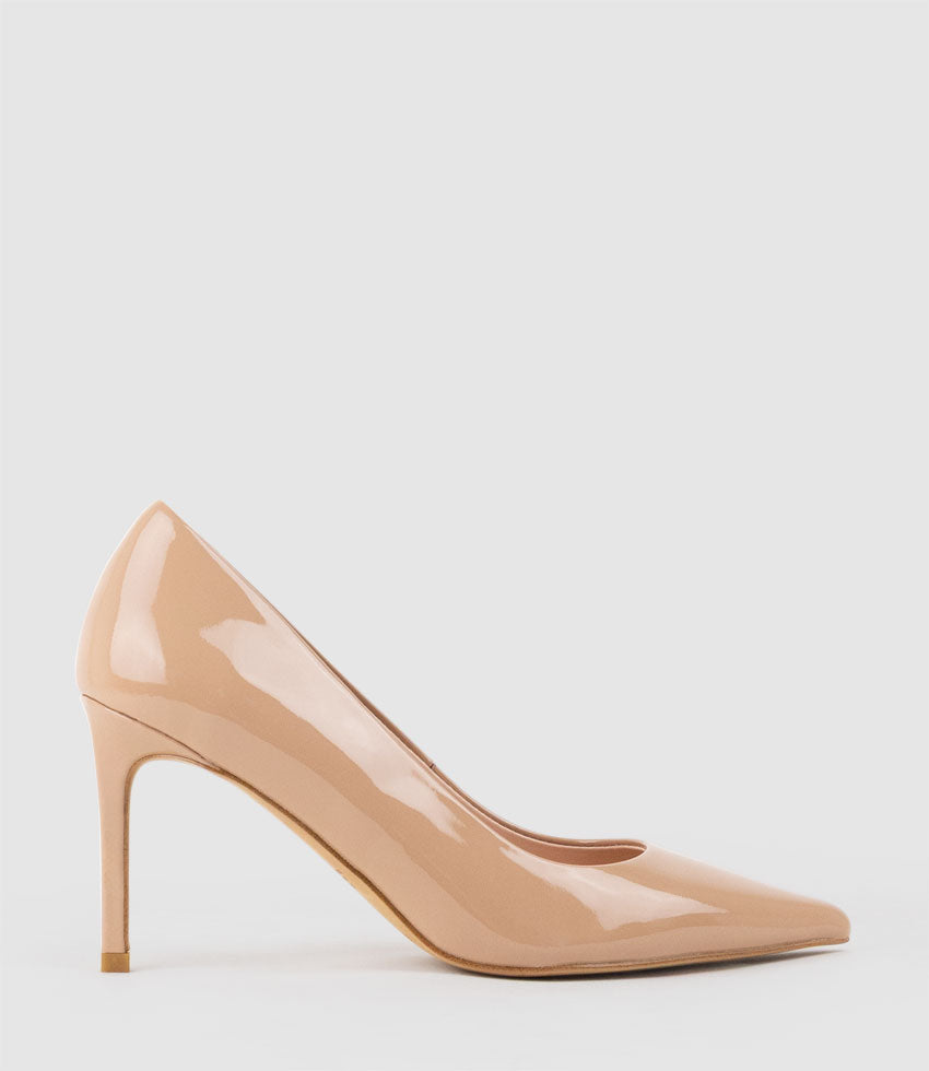 AISHA85 Pointed Pump in Nude Patent - Edward Meller