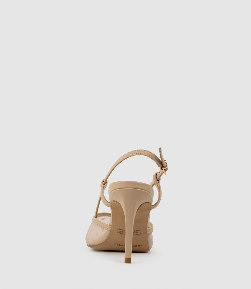 ALECIA85 Dot Mesh Posted Slingback in Nude - Edward Meller