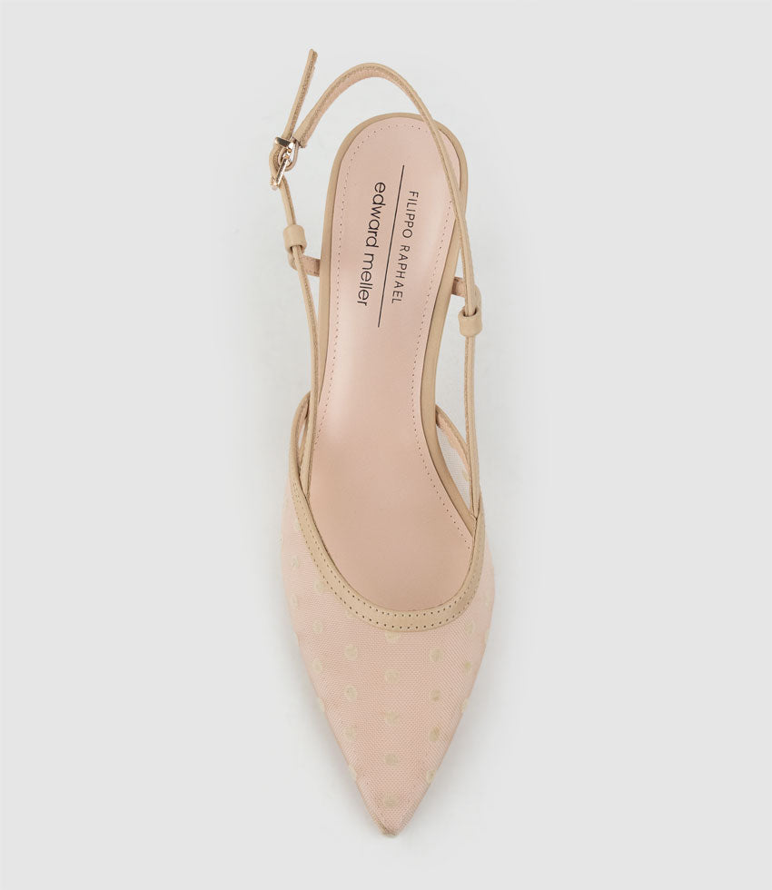 ALECIA85 Dot Mesh Posted Slingback in Nude - Edward Meller