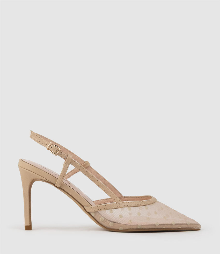 ALECIA85 Dot Mesh Posted Slingback in Nude - Edward Meller