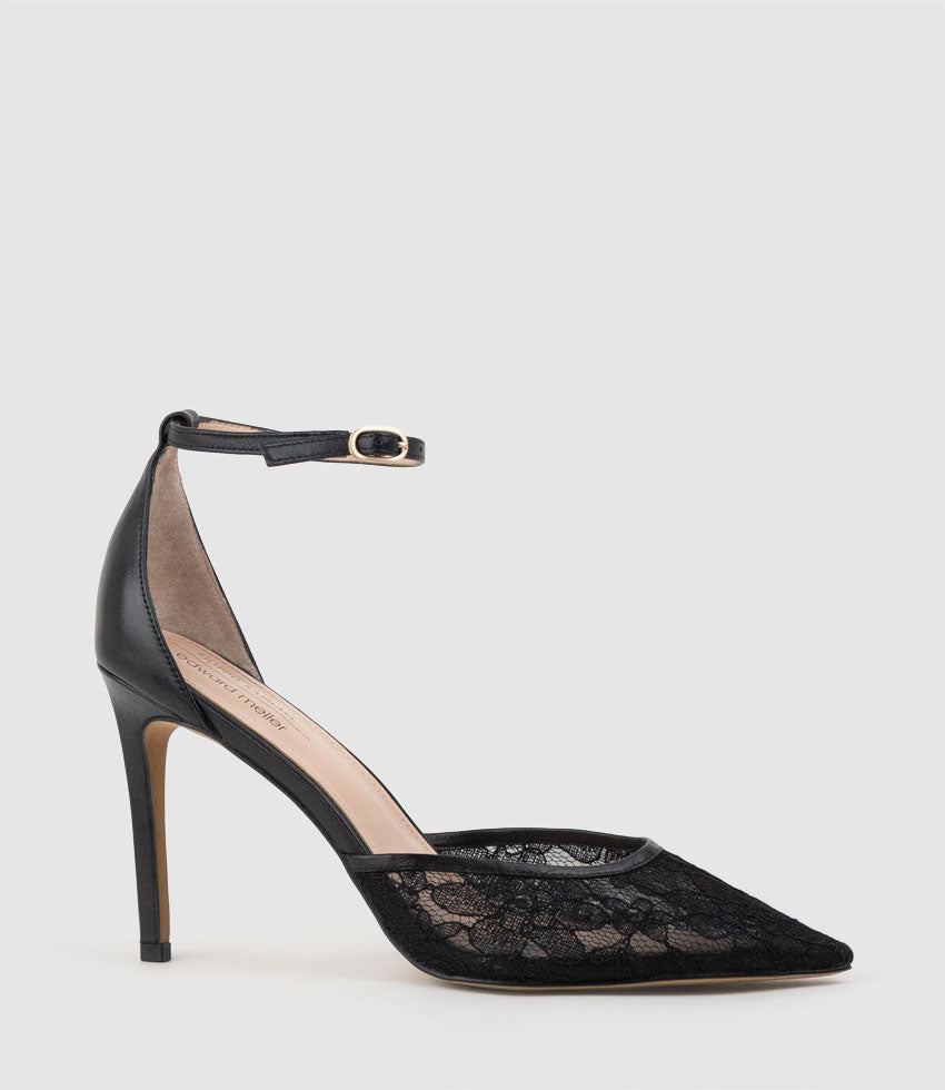 ALICE100 Stiletto Lace Pump in Black - Edward Meller