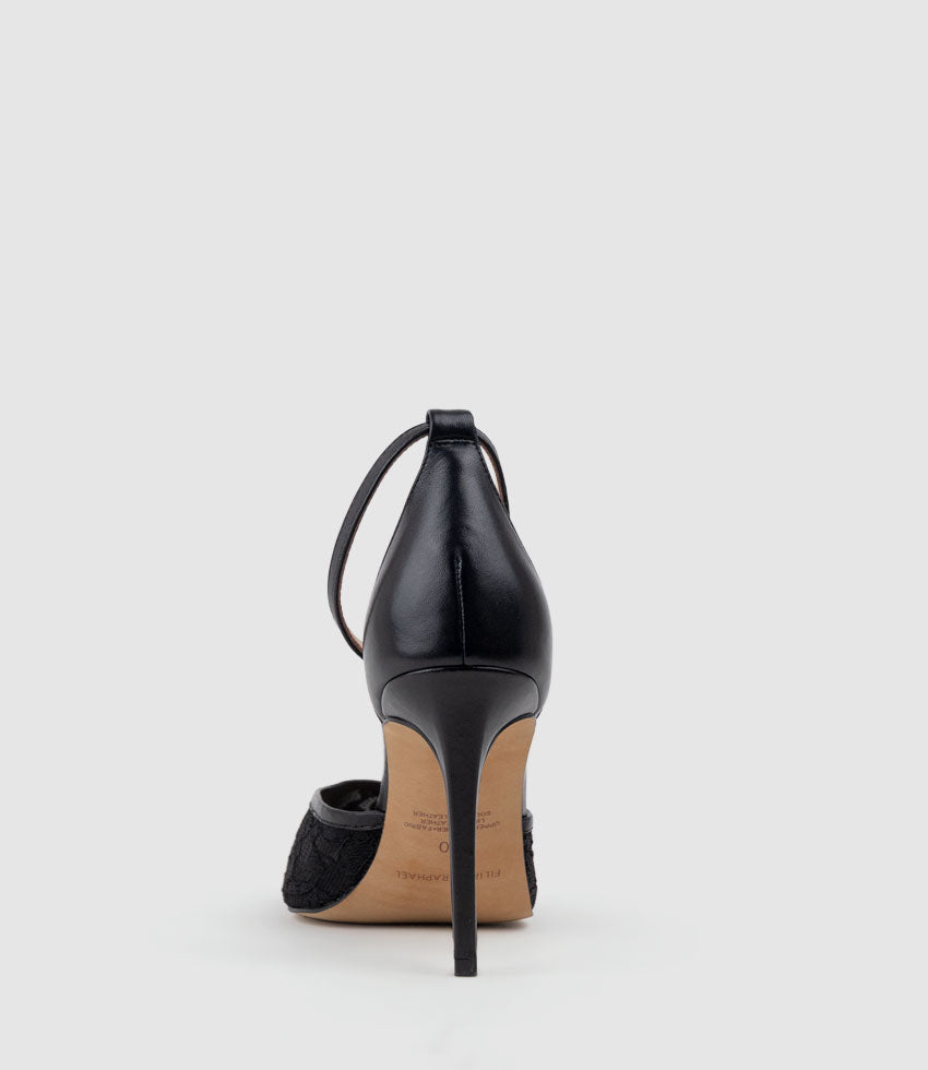 ALICE100 Stiletto Lace Pump in Black - Edward Meller