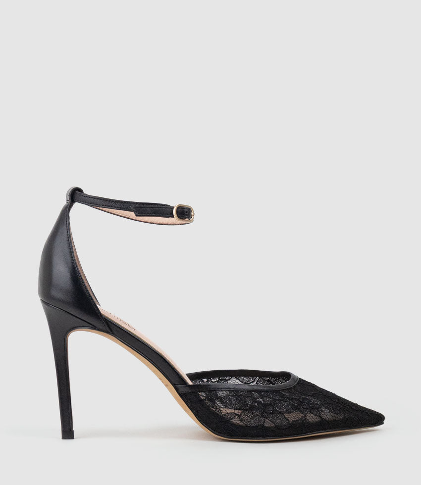 ALICE100 Stiletto Lace Pump in Black - Edward Meller