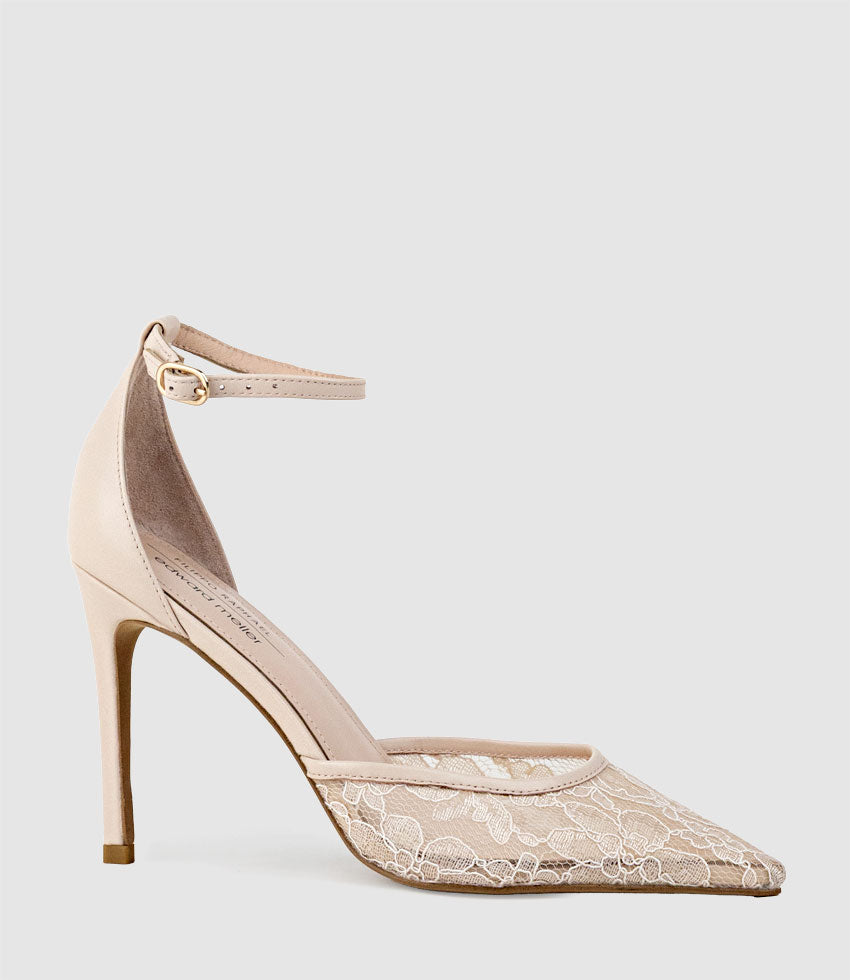 ALICE100 Stiletto Lace Pump in Nude - Edward Meller