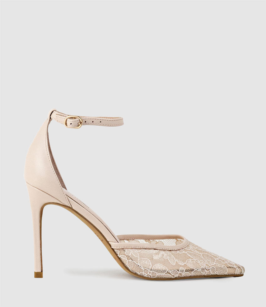 ALICE100 Stiletto Lace Pump in Nude - Edward Meller
