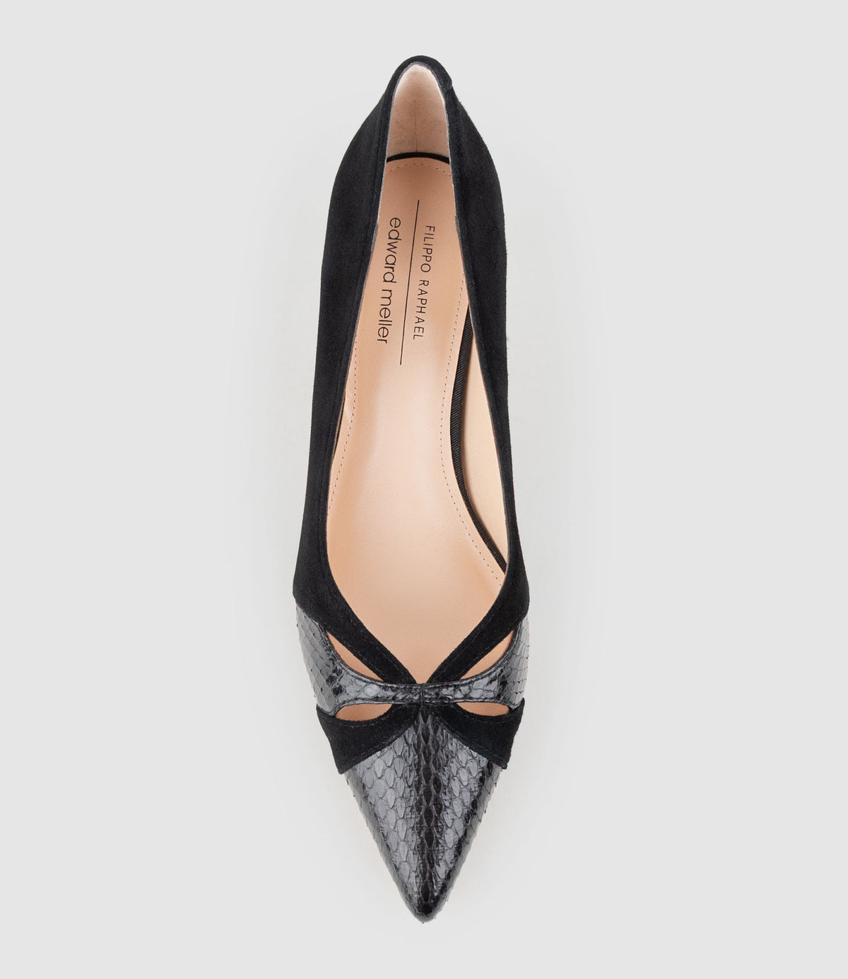 ALIRA55 Snake Combination Pump in Black Suede Combination - Edward Meller
