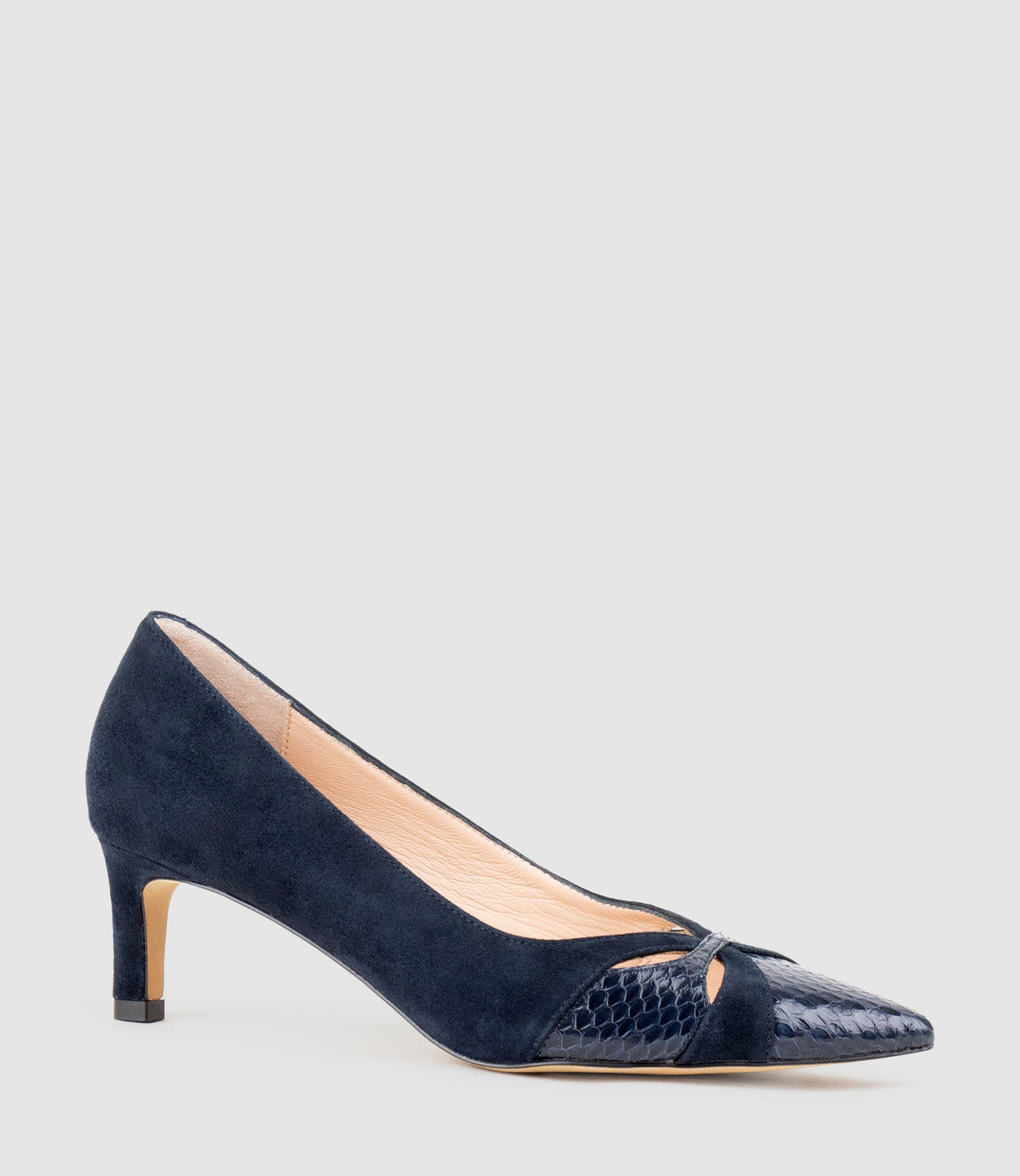 ALIRA55 Snake Combination Pump in Ink Suede Combination - Edward Meller