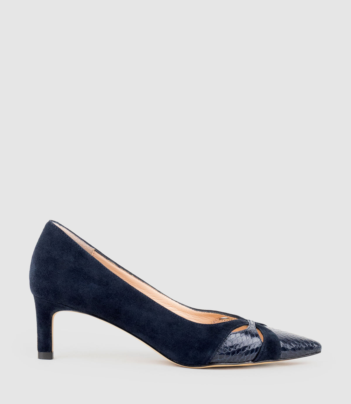 ALIRA55 Snake Combination Pump in Ink Suede Combination - Edward Meller