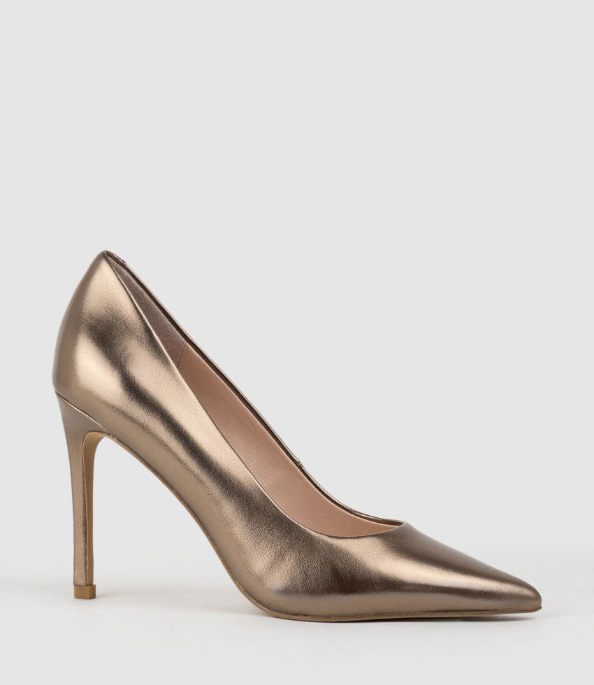 ALLEGRA100 Pointed Stiletto Pump in Bronze - Edward Meller