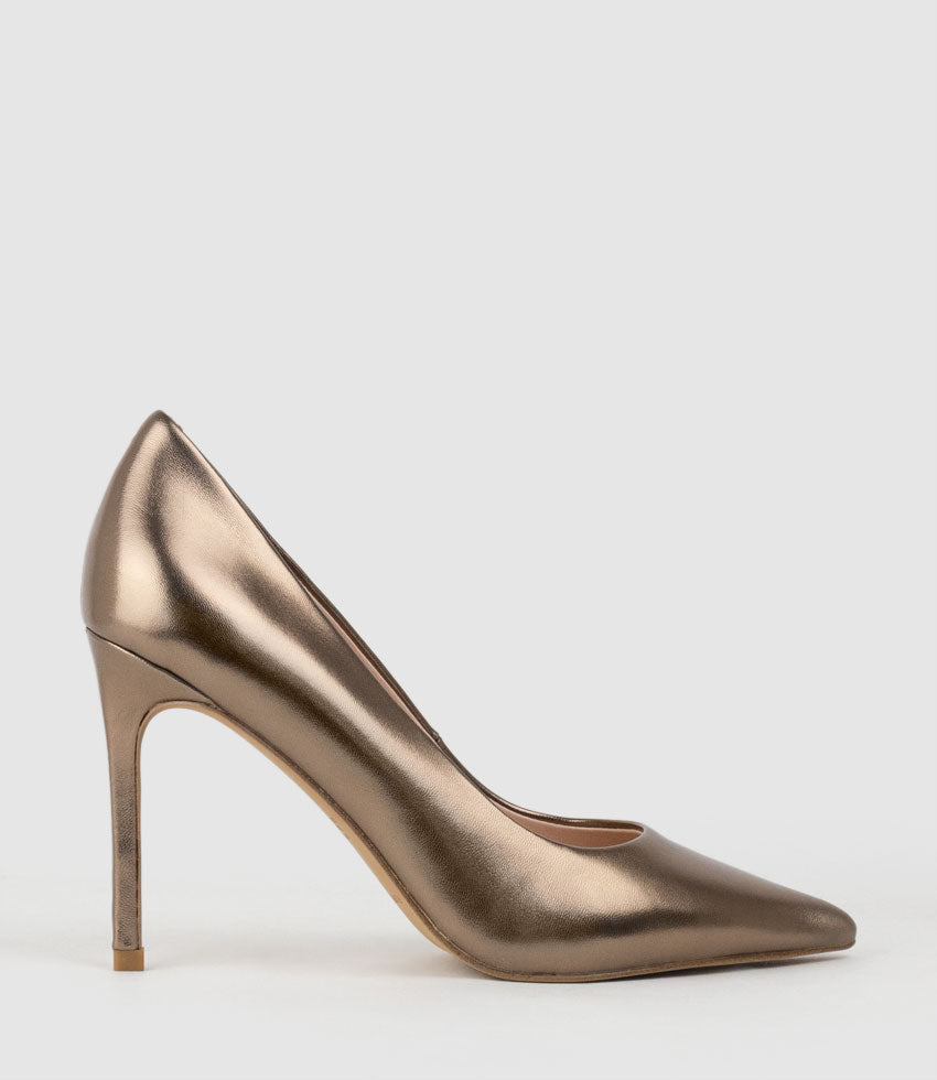 ALLEGRA100 Pointed Stiletto Pump in Bronze - Edward Meller