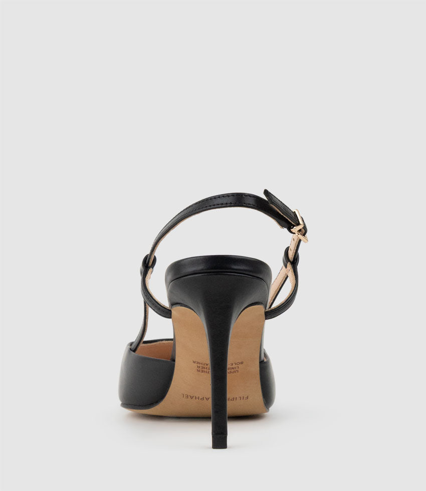 ALLURA85 Posted Slingback Pump in Black Calf - Edward Meller