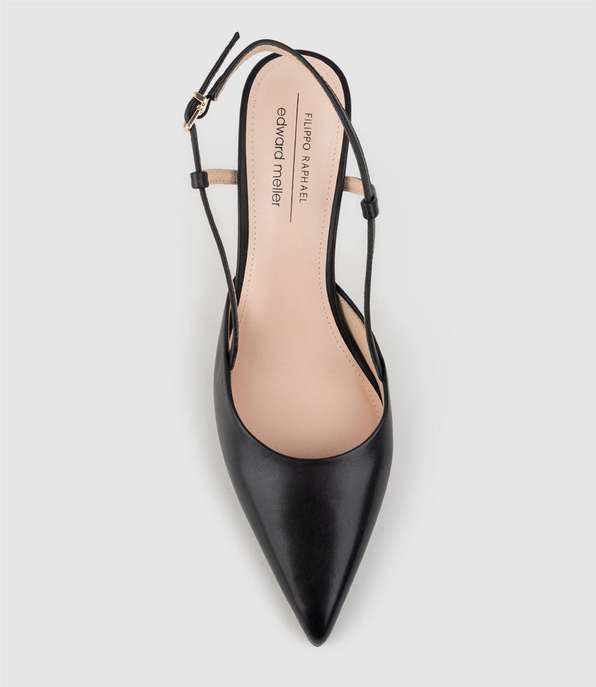 ALLURA85 Posted Slingback Pump in Black Calf - Edward Meller