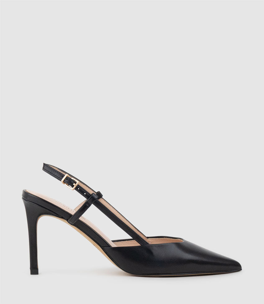 ALLURA85 Posted Slingback Pump in Black Calf - Edward Meller
