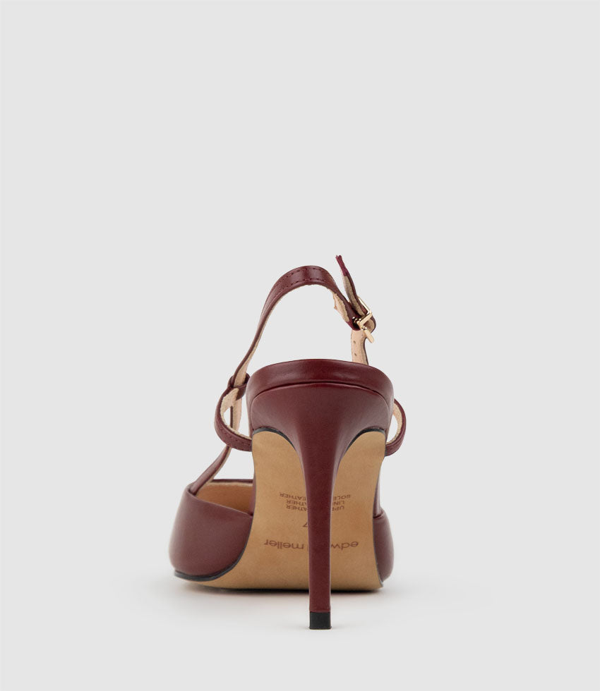 ALLURA85 Posted Slingback Pump in Garnet Calf - Edward Meller
