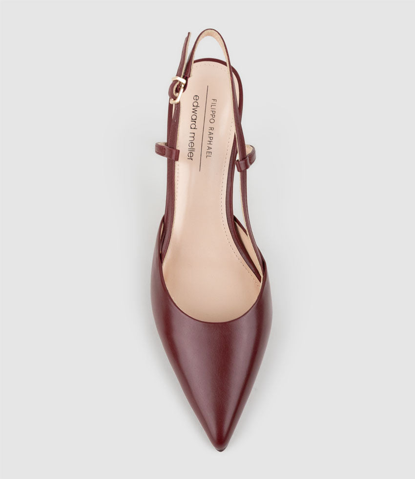 ALLURA85 Posted Slingback Pump in Garnet Calf - Edward Meller