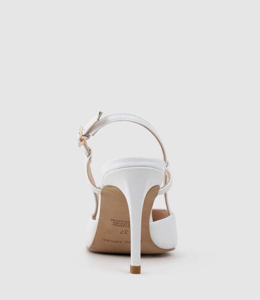 ALLURA85 Posted Slingback Pump in White Calf - Edward Meller