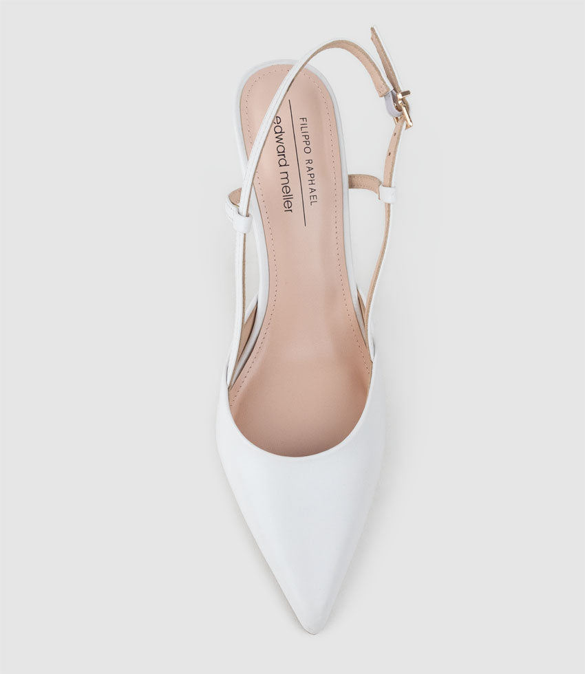 ALLURA85 Posted Slingback Pump in White Calf - Edward Meller