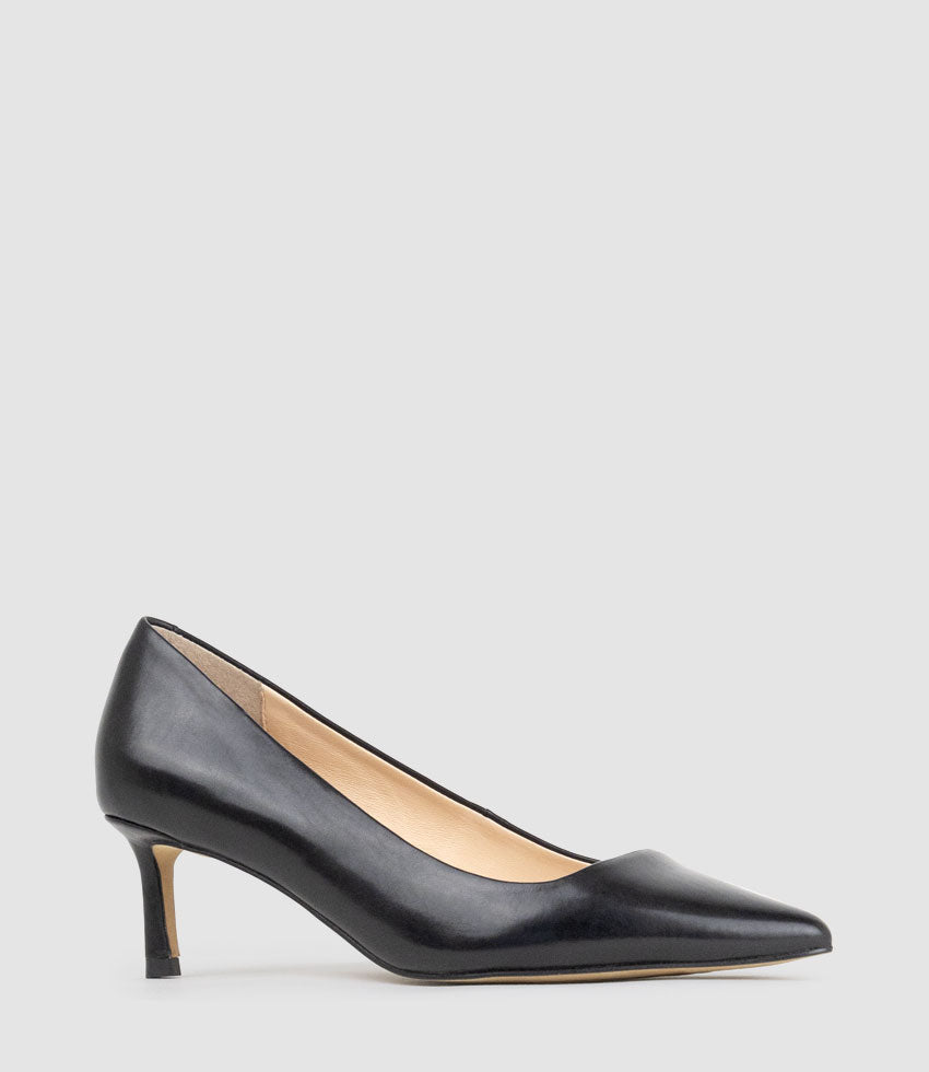 ALVINA55 Square Throat Pump in Black Calf - Edward Meller