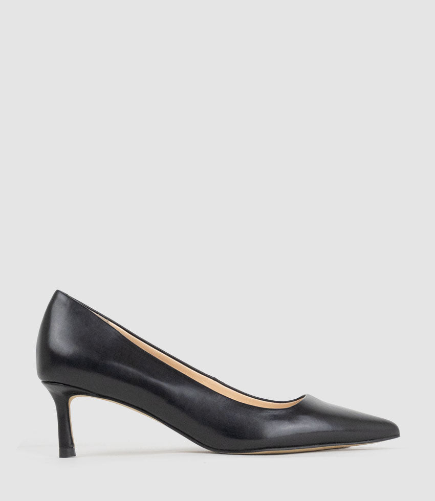 ALVINA55 Square Throat Pump in Black Calf - Edward Meller