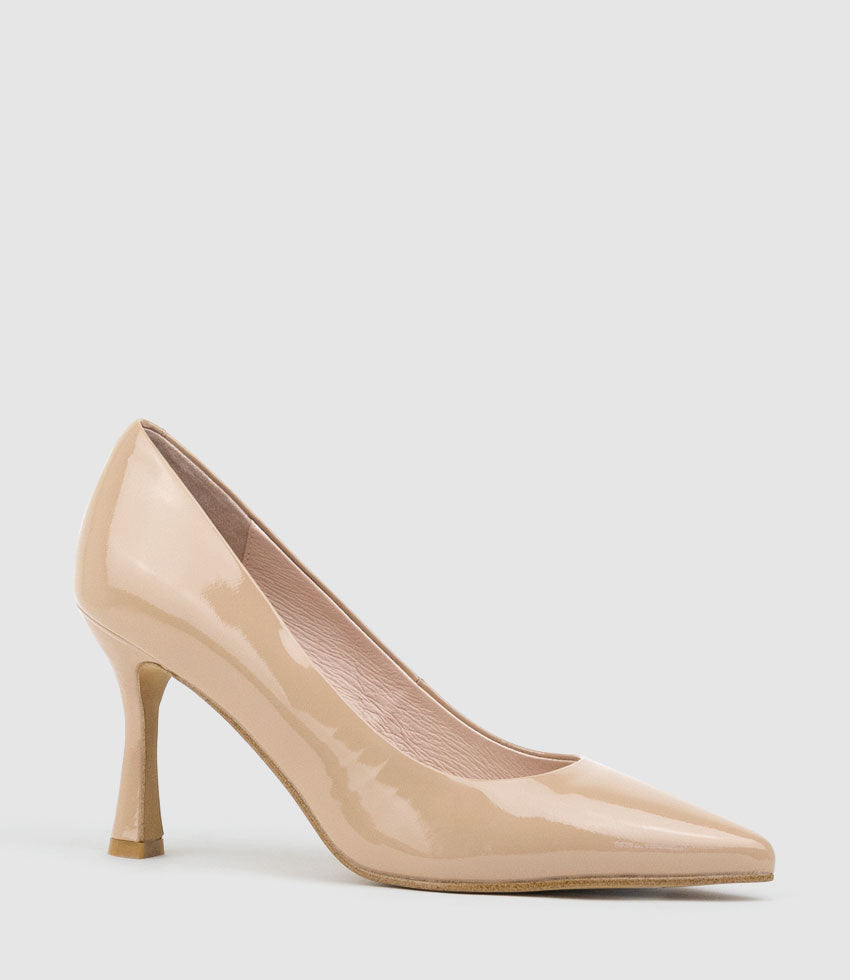 AMOS85 Pump with Louis Heel in Nude Patent - Edward Meller