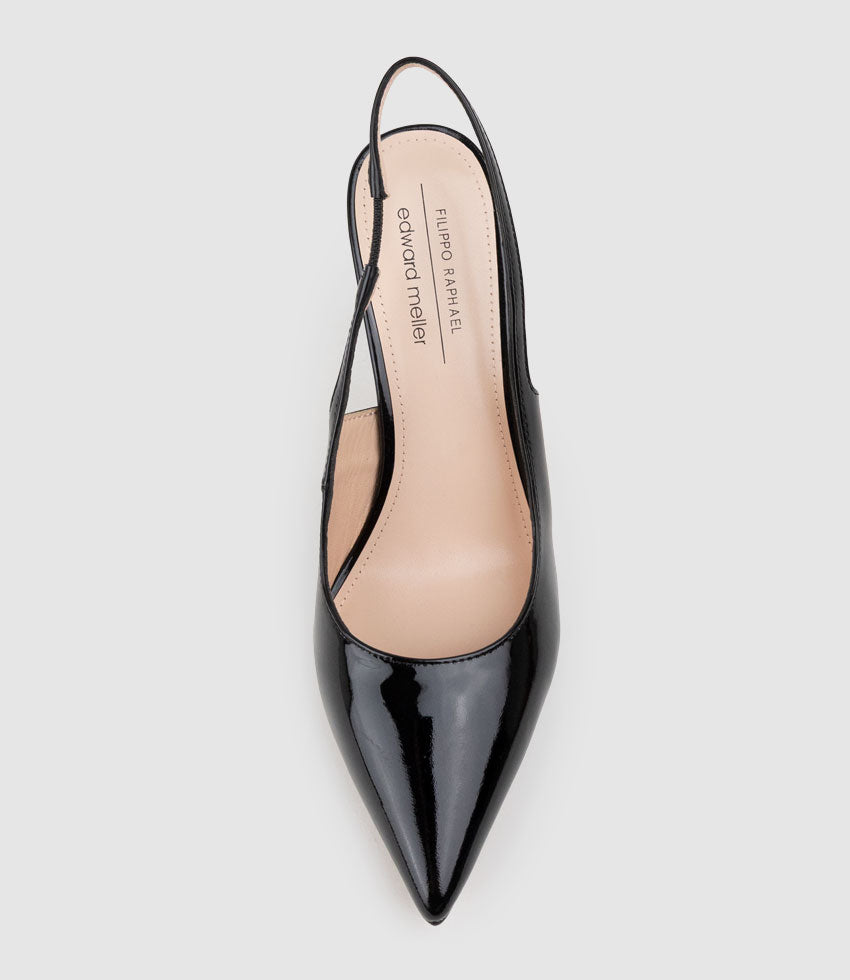 ANDREA100 Stiletto Slingback Pump in Black Patent - Edward Meller