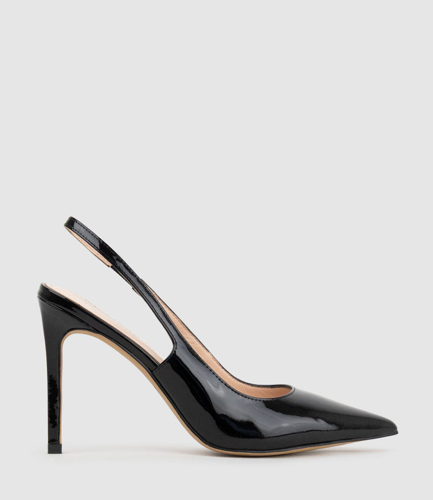 ANDREA100 Stiletto Slingback Pump in Black Patent - Edward Meller