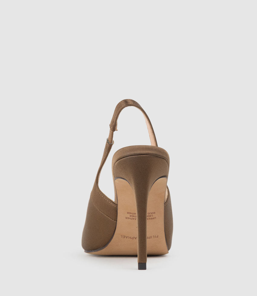 ANDREA100 Stiletto Slingback Pump in Bronze Silk - Edward Meller