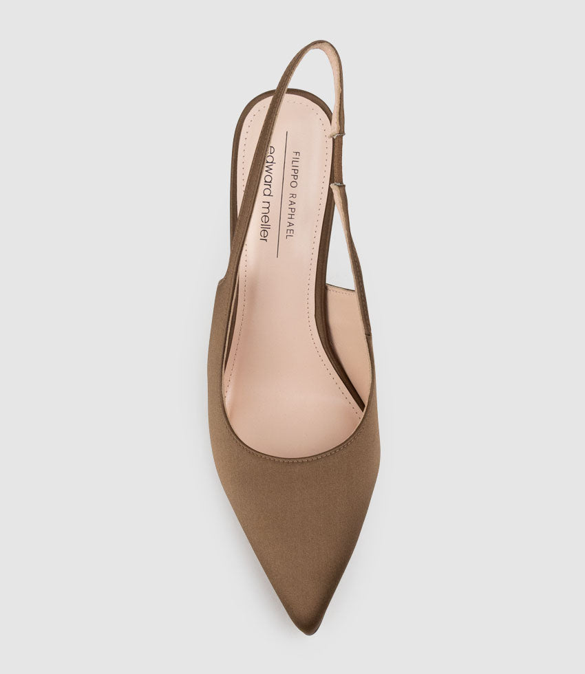 ANDREA100 Stiletto Slingback Pump in Bronze Silk - Edward Meller