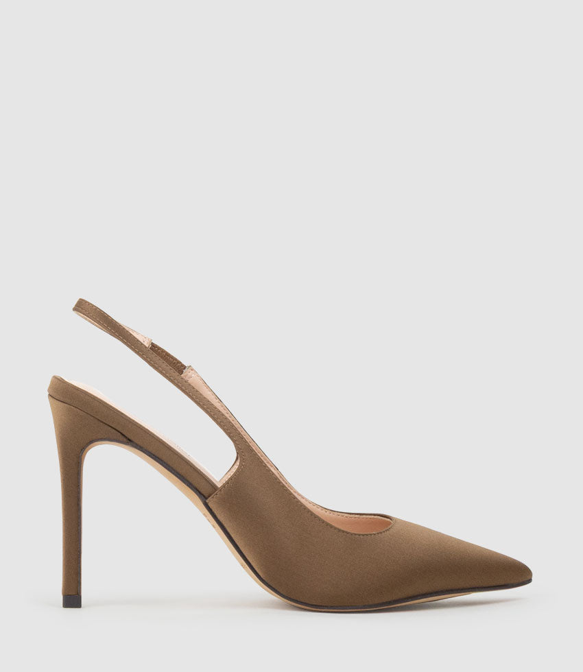 ANDREA100 Stiletto Slingback Pump in Bronze Silk - Edward Meller