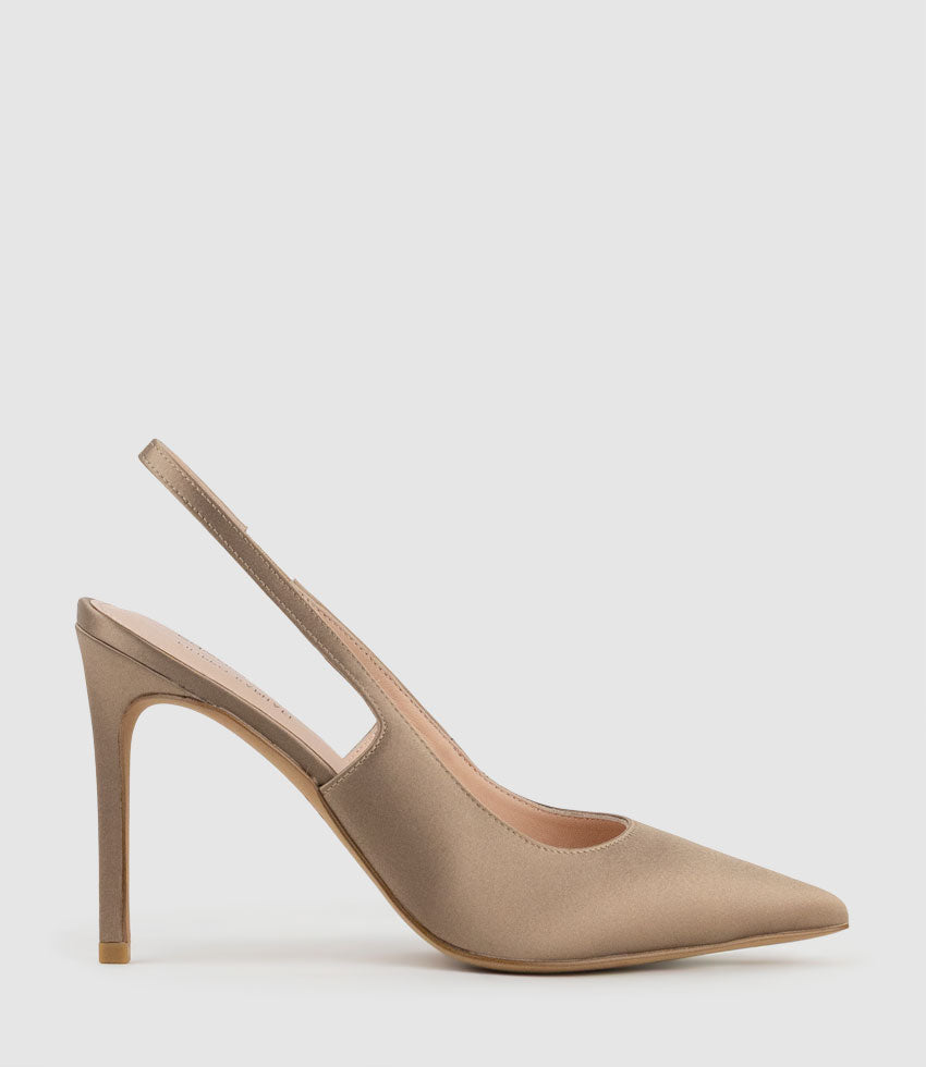 ANDREA100 Stiletto Slingback Pump in Gold Silk - Edward Meller
