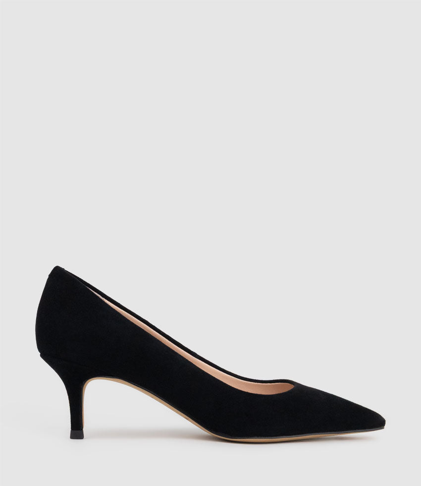 APRIL60 Pointed Toe Pump in Black Suede - Edward Meller