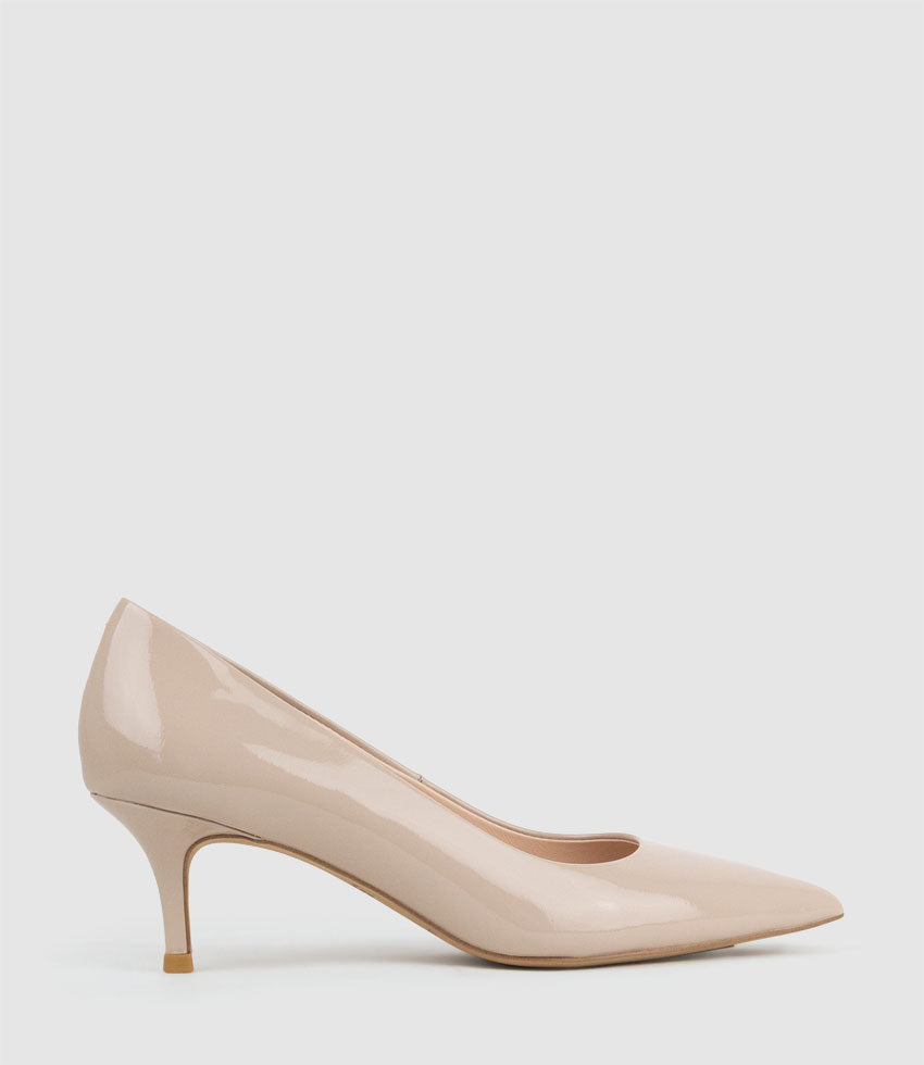 APRIL60 Pointed Toe Pump in Blush Patent - Edward Meller
