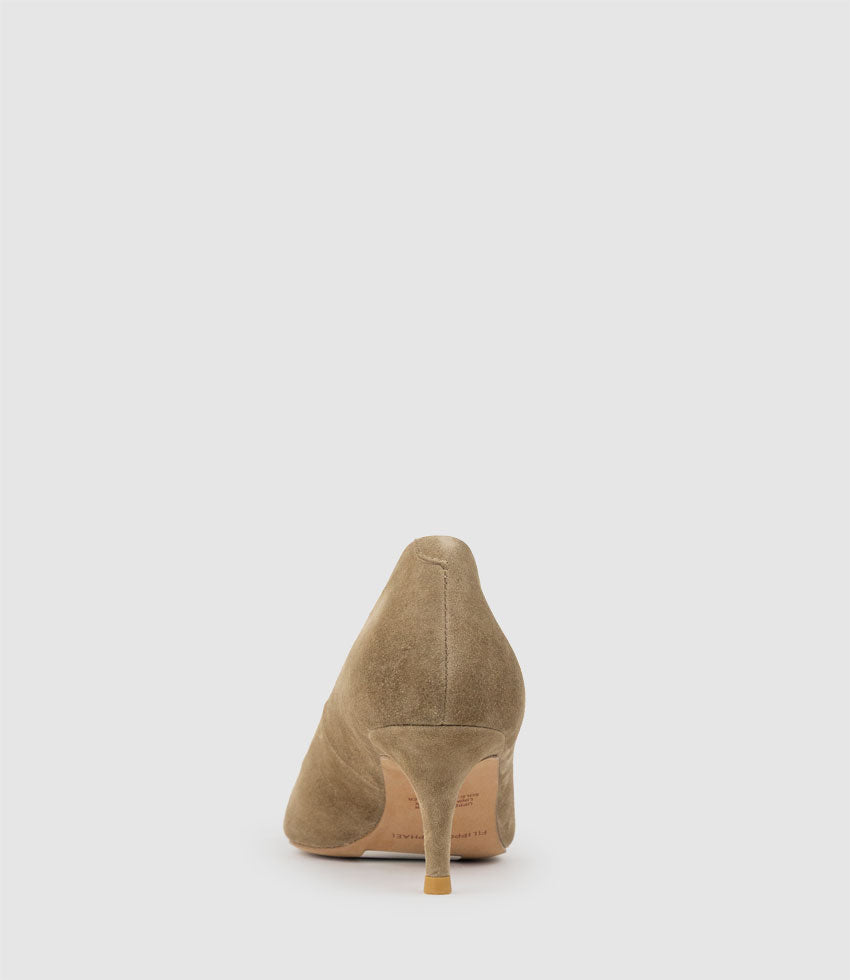 APRIL60 Pointed Toe Pump in Camel Suede - Edward Meller
