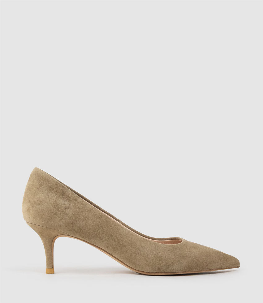 APRIL60 Pointed Toe Pump in Camel Suede - Edward Meller