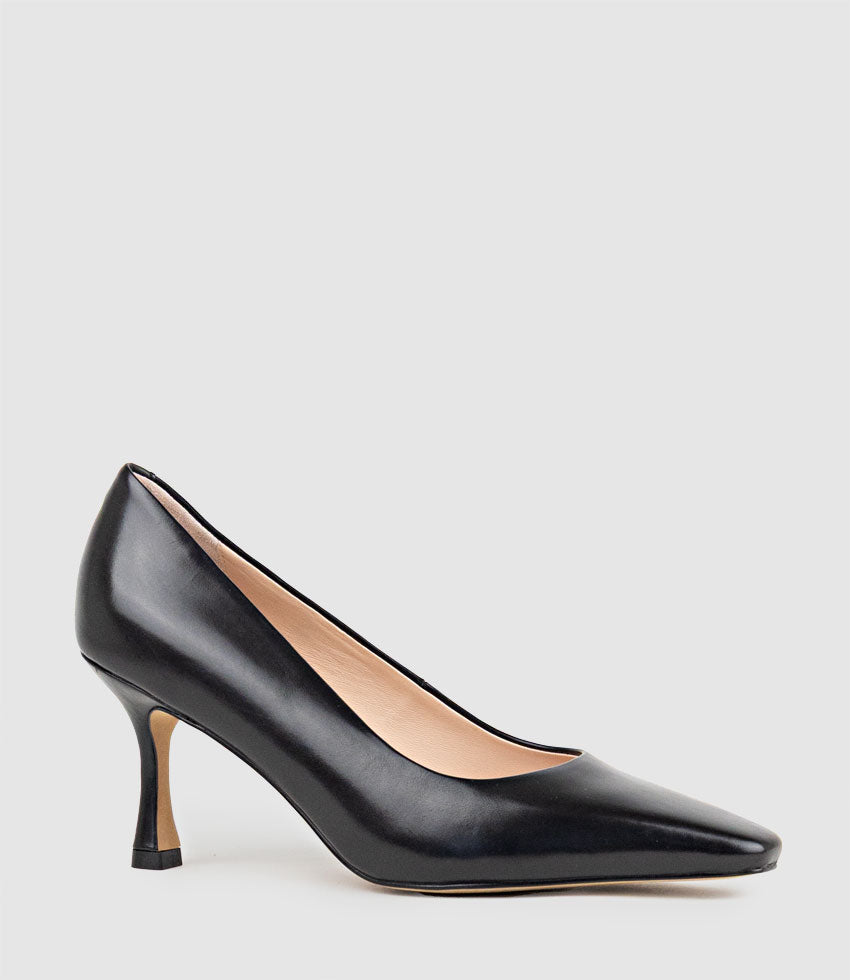 ARIEL75 Chiselled Pump in Black Calf - Edward Meller