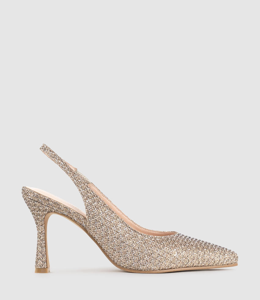 ARILLA85 Slingback Pump in Copper Metallic Fabric