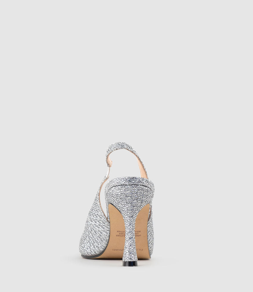 ARILLA85 Slingback Pump in Silver Metallic Fabric