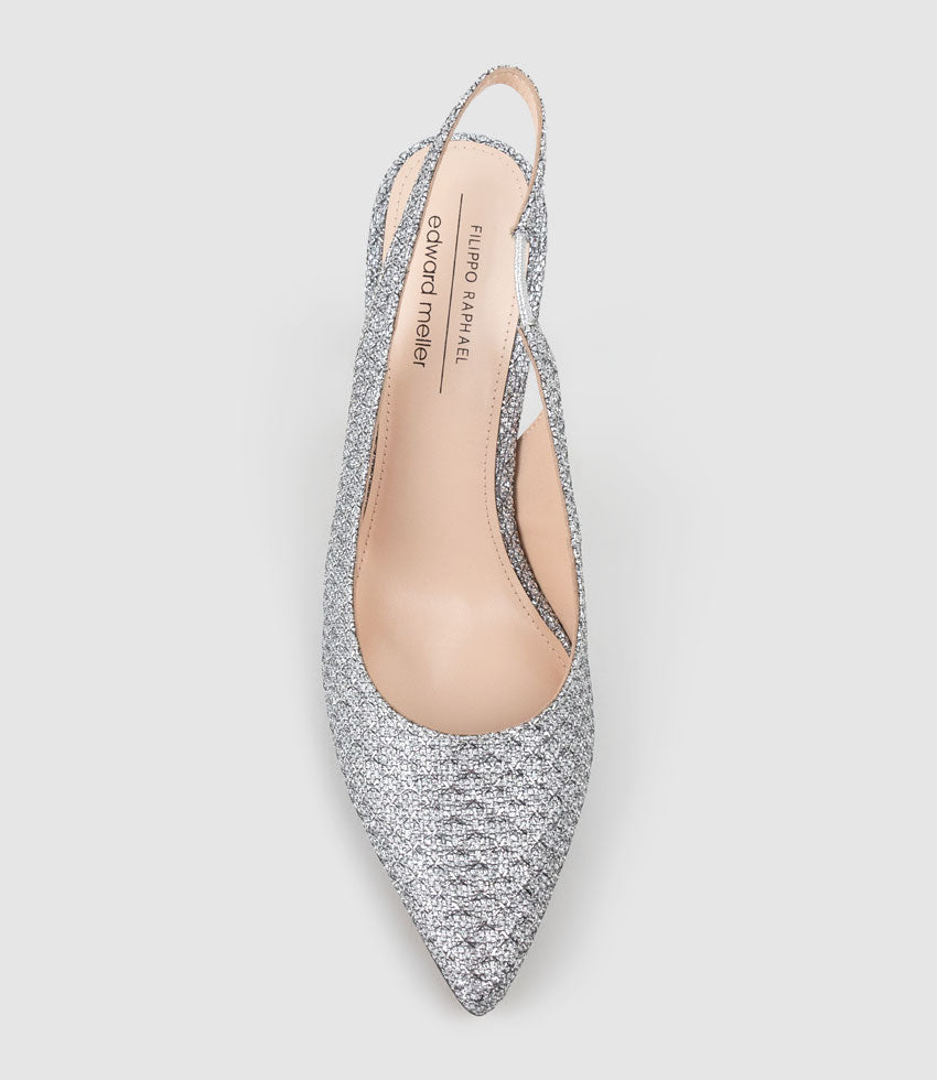 ARILLA85 Slingback Pump in Silver Metallic Fabric